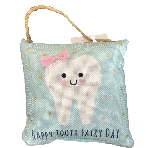 Happy Tooth Fairy Day Decorative Pillow, 5.5 x 5.5 inches, Blue - Picture 1 of 2